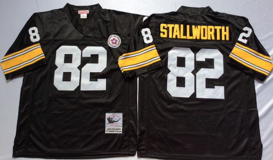 Men NFL Pittsburgh Steelers #82 Stallworth black Mitchell Ness jerseys->pittsburgh steelers->NFL Jersey
